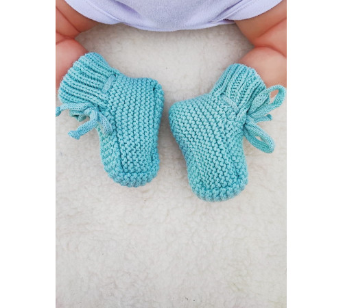 Вязаные носочки-пинетки Лапочки аквамарин