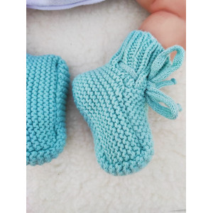 Вязаные носочки-пинетки Лапочки аквамарин