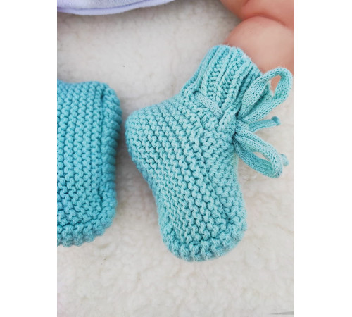 Вязаные носочки-пинетки Лапочки аквамарин