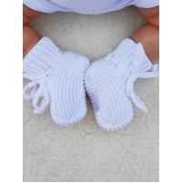 Вязаные носочки-пинетки Лапочки белые