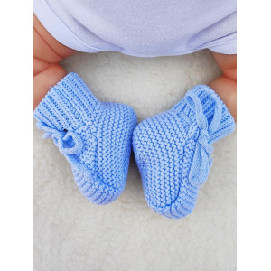 Вязаные носочки-пинетки Лапочки голубые
