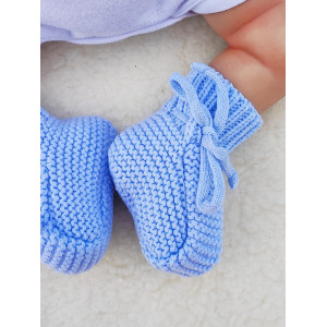 Вязаные носочки-пинетки Лапочки голубые