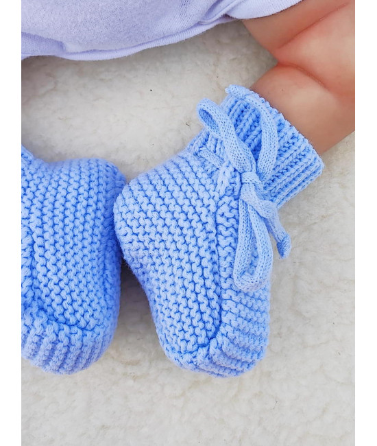Вязаные носочки-пинетки Лапочки голубые