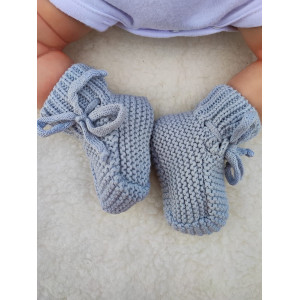 Вязаные носочки-пинетки Лапочки серые