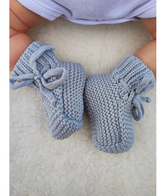 Вязаные носочки-пинетки Лапочки серые