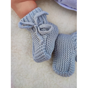 Вязаные носочки-пинетки Лапочки серые
