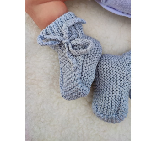 Вязаные носочки-пинетки Лапочки серые