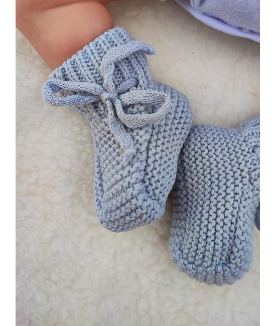 Вязаные носочки-пинетки Лапочки серые