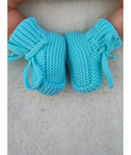 Вязаные носочки-пинетки Лапочки тиффани