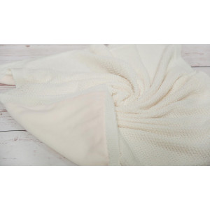 Летний вязаный комплект на выписку Рис кокетка молочный