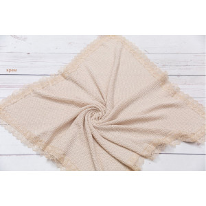 Вязаный плед для новорожденных Рис крем