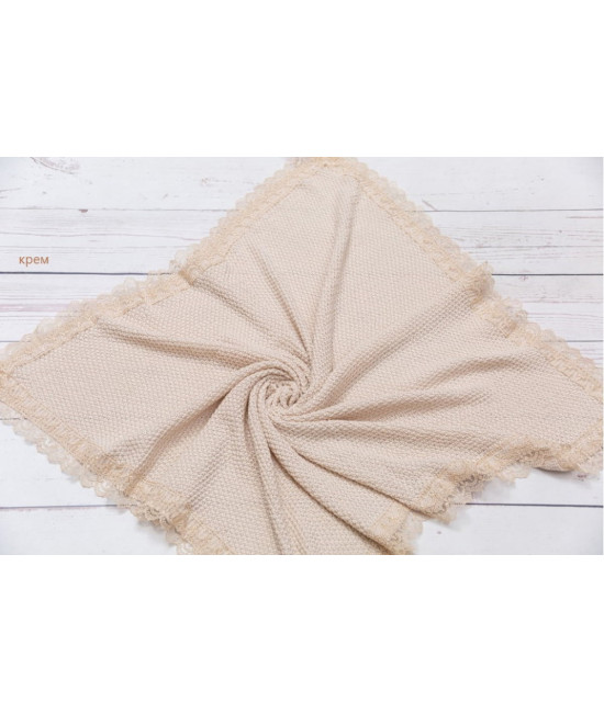 Вязаный плед для новорожденных Рис крем