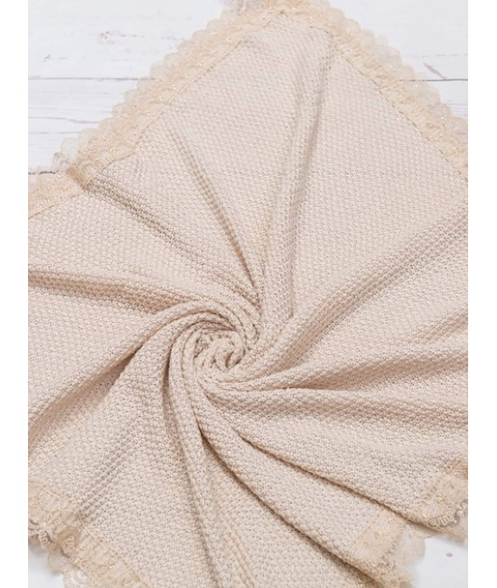 Вязаный плед для новорожденных Рис крем