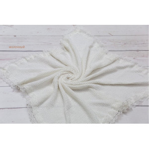 Вязаный плед для новорожденных Рис молочный