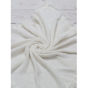 Вязаный плед для новорожденных Рис молочный