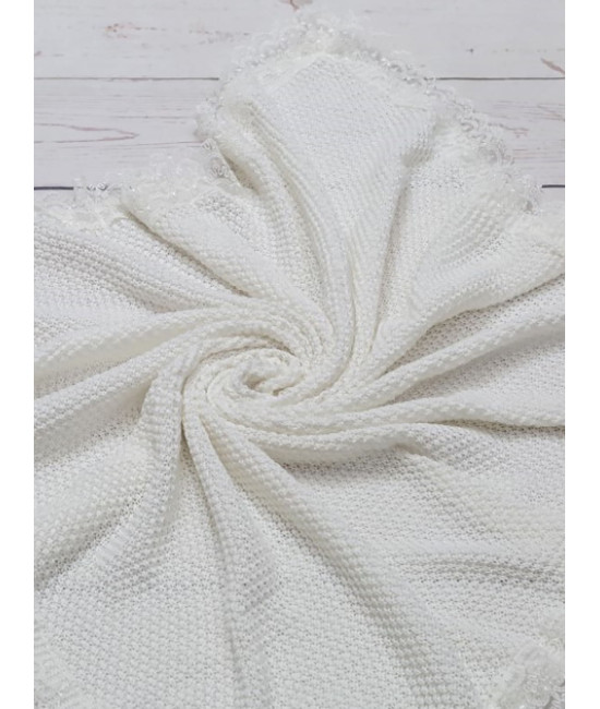 Вязаный плед для новорожденных Рис молочный