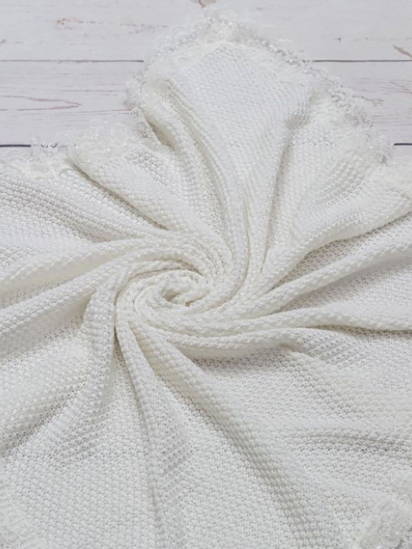 Вязаный плед Рис молочный