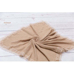 Вязаный плед для новорожденных Рис бежевый