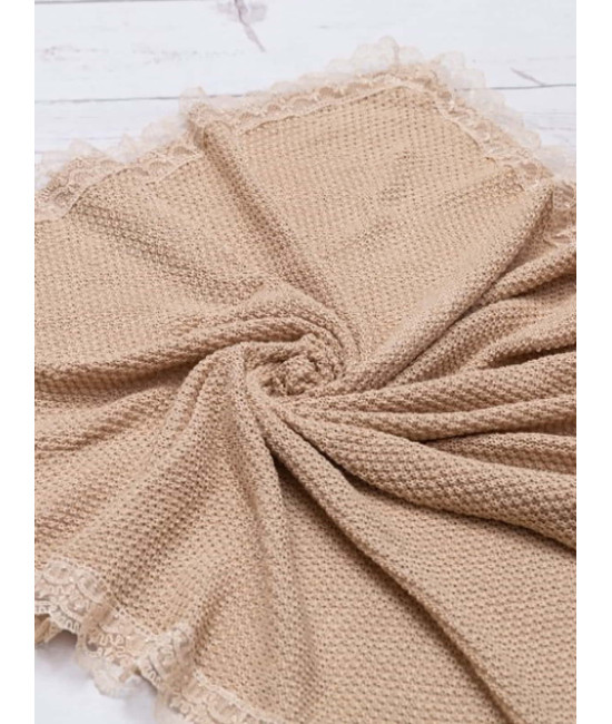 Вязаный плед для новорожденных Рис бежевый