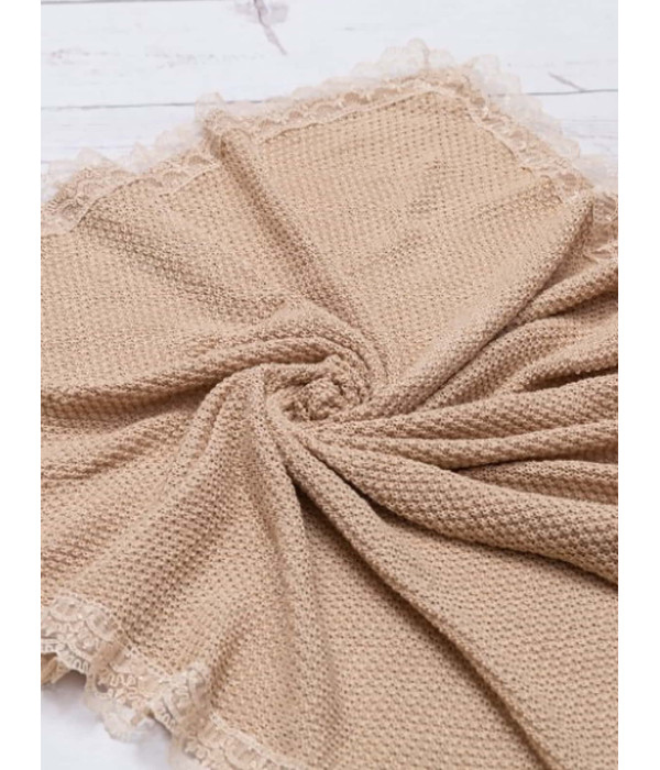 Вязаный плед Рис бежевый