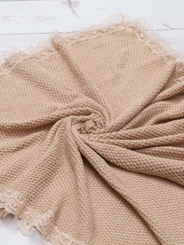 Вязаный плед Рис бежевый