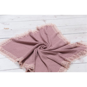 Вязаный плед для новорожденных Рис пудра