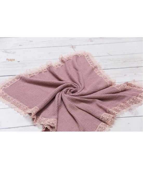 Вязаный плед для новорожденных Рис пудра