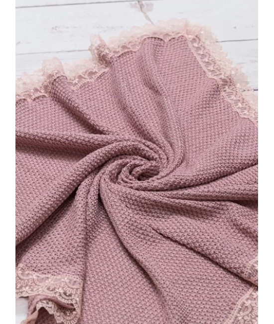 Вязаный плед для новорожденных Рис пудра