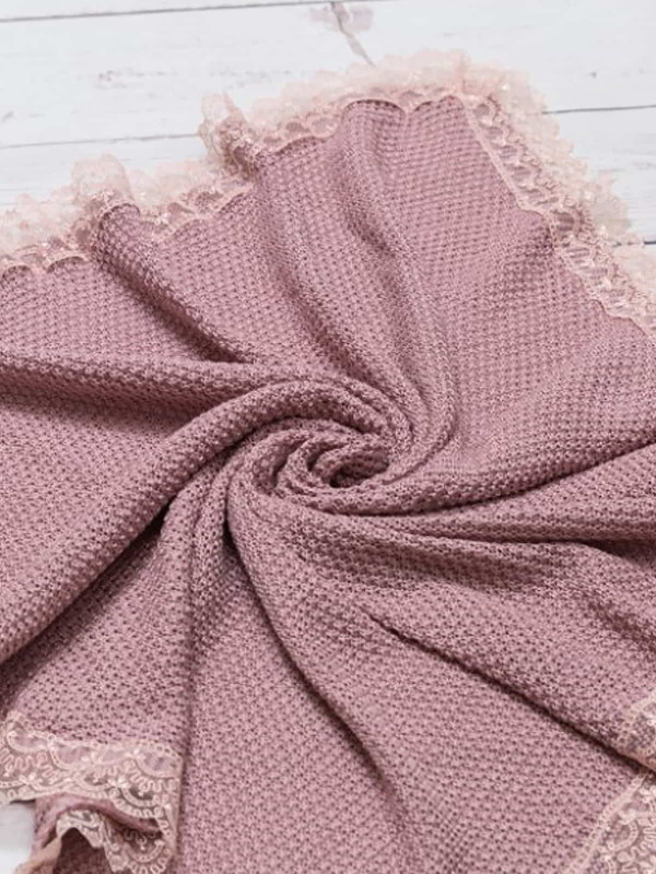 Вязаный плед Рис пудра