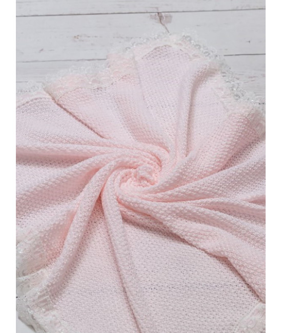 Вязаный плед для новорожденных Рис светло-розовый