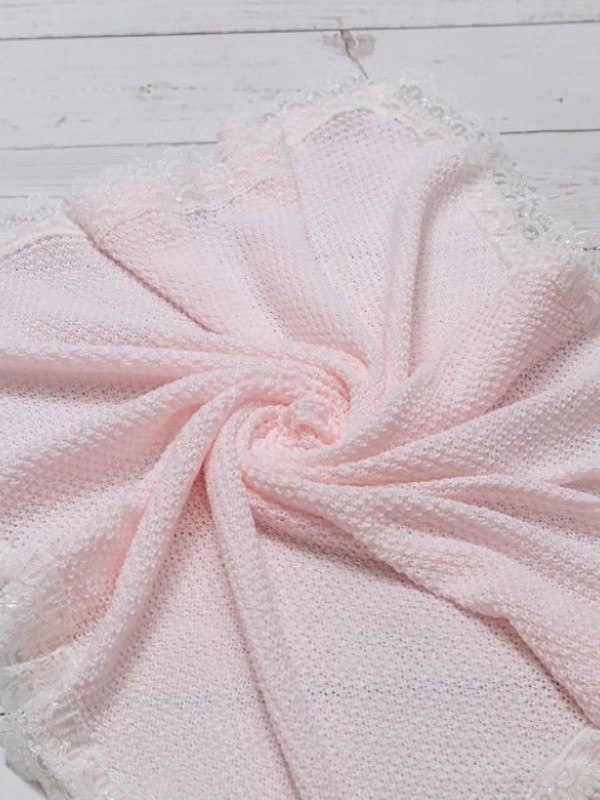 Вязаный плед Рис светло-розовый