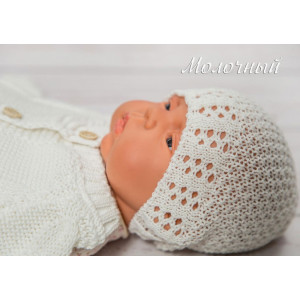 Летний вязаный комплект на выписку Рис Изабелла молочный-пудра