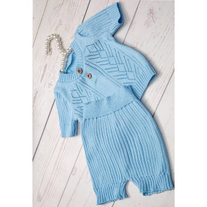 Вязаный хлопковый комбинезон Росинка голубой
