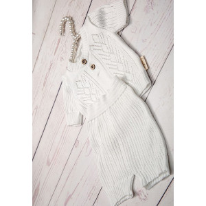 Вязаный хлопковый комбинезон Росинка молочный