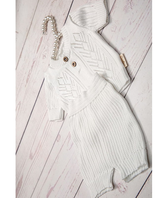 Вязаный хлопковый комбинезон Росинка молочный