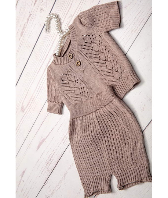 Вязаный хлопковый комбинезон Росинка какао