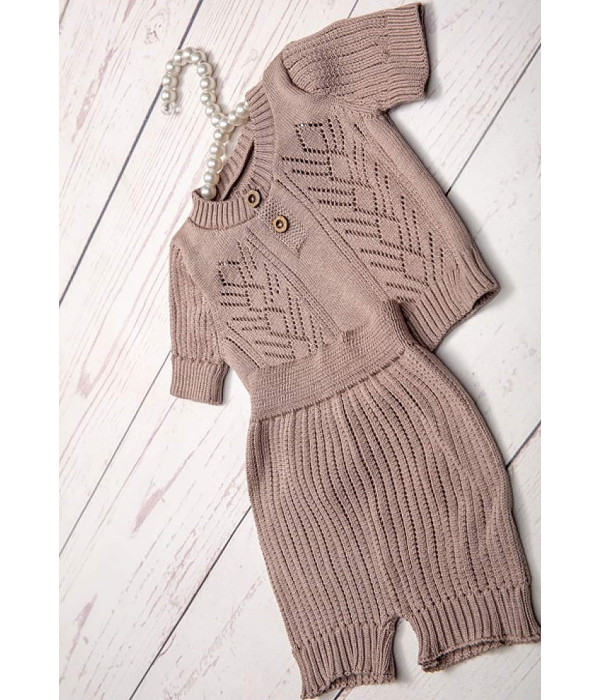 Летний вязаный комплект Росинка какао