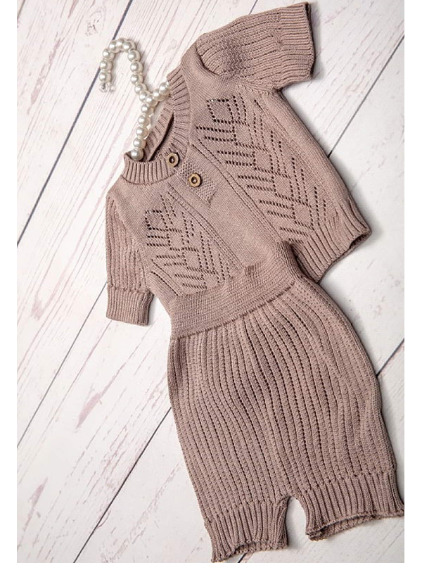Летний вязаный комплект Росинка какао