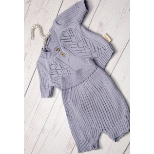 Вязаный хлопковый комбинезон Росинка серый