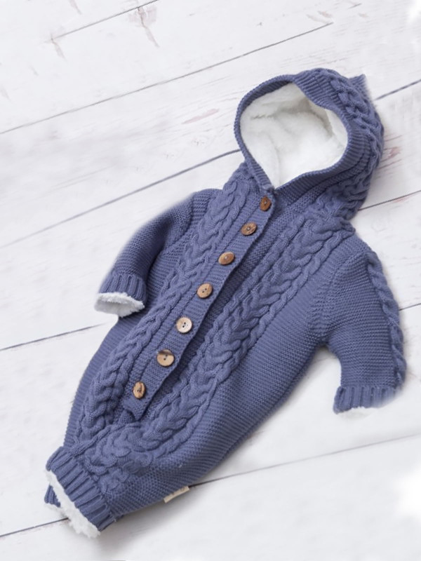 Вязаный комбинезон на подкладе Рози ежевичный