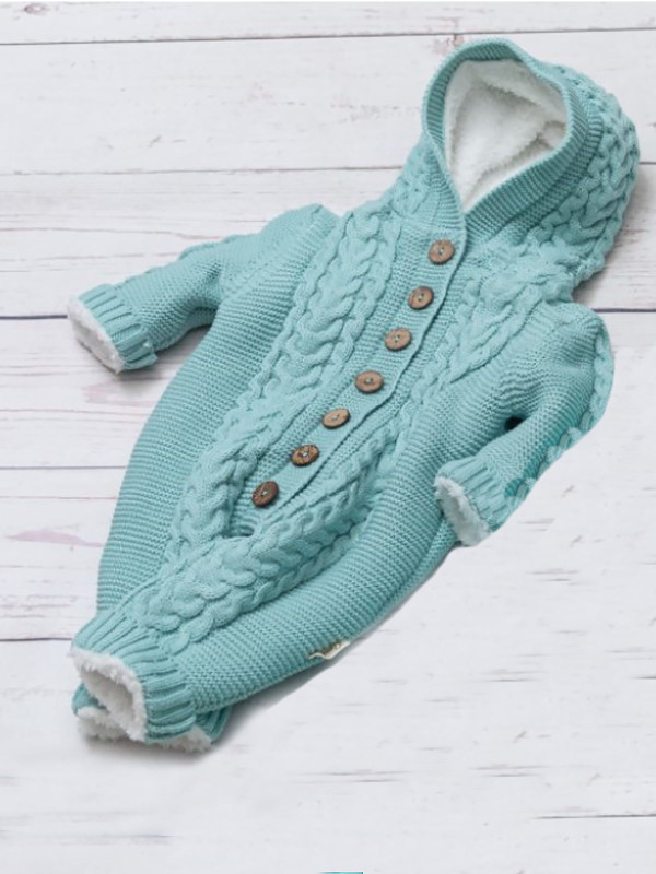 Вязаный комбинезон на подкладе Рози аквамарин
