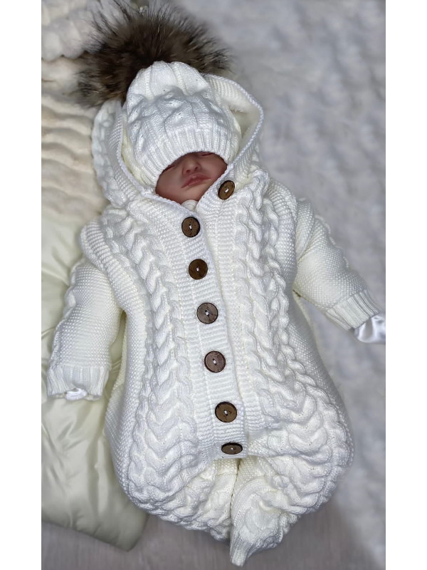 Вязаный комбинезон на подкладе Рози белый