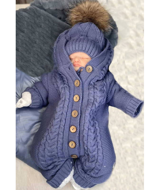 Вязаный комбинезон Рози ежевичный