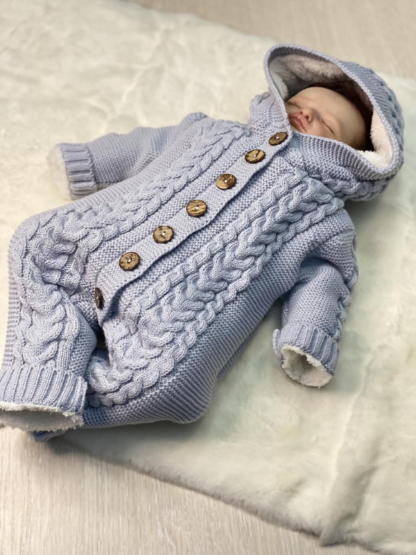 Вязаный комбинезон на подкладе Рози серый