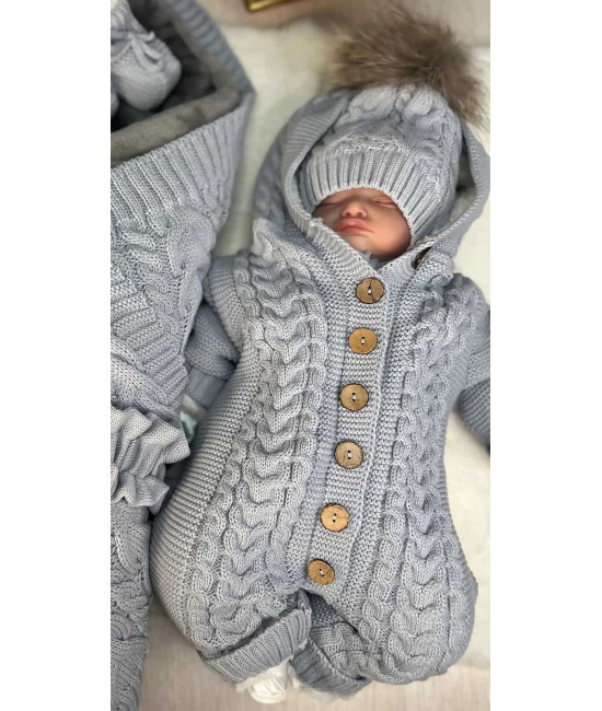 Вязаный комбинезон Рози серый