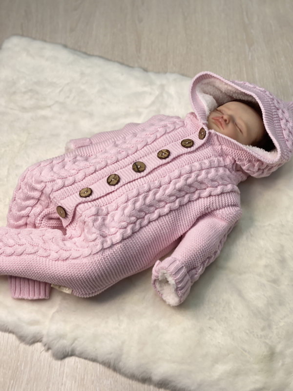 Вязаный комбинезон на подкладе Рози розовый