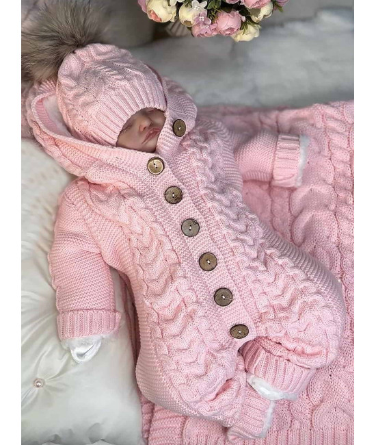 Вязаный комбинезон Рози розовый