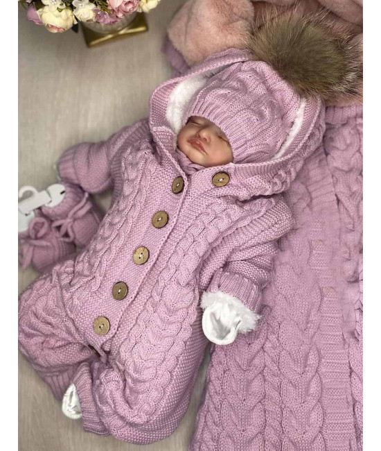 Вязаный комбинезон Рози пудра