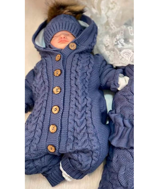 Вязаный комбинезон Рози ежевичный