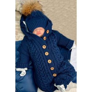 Вязаный комбинезон Рози синий